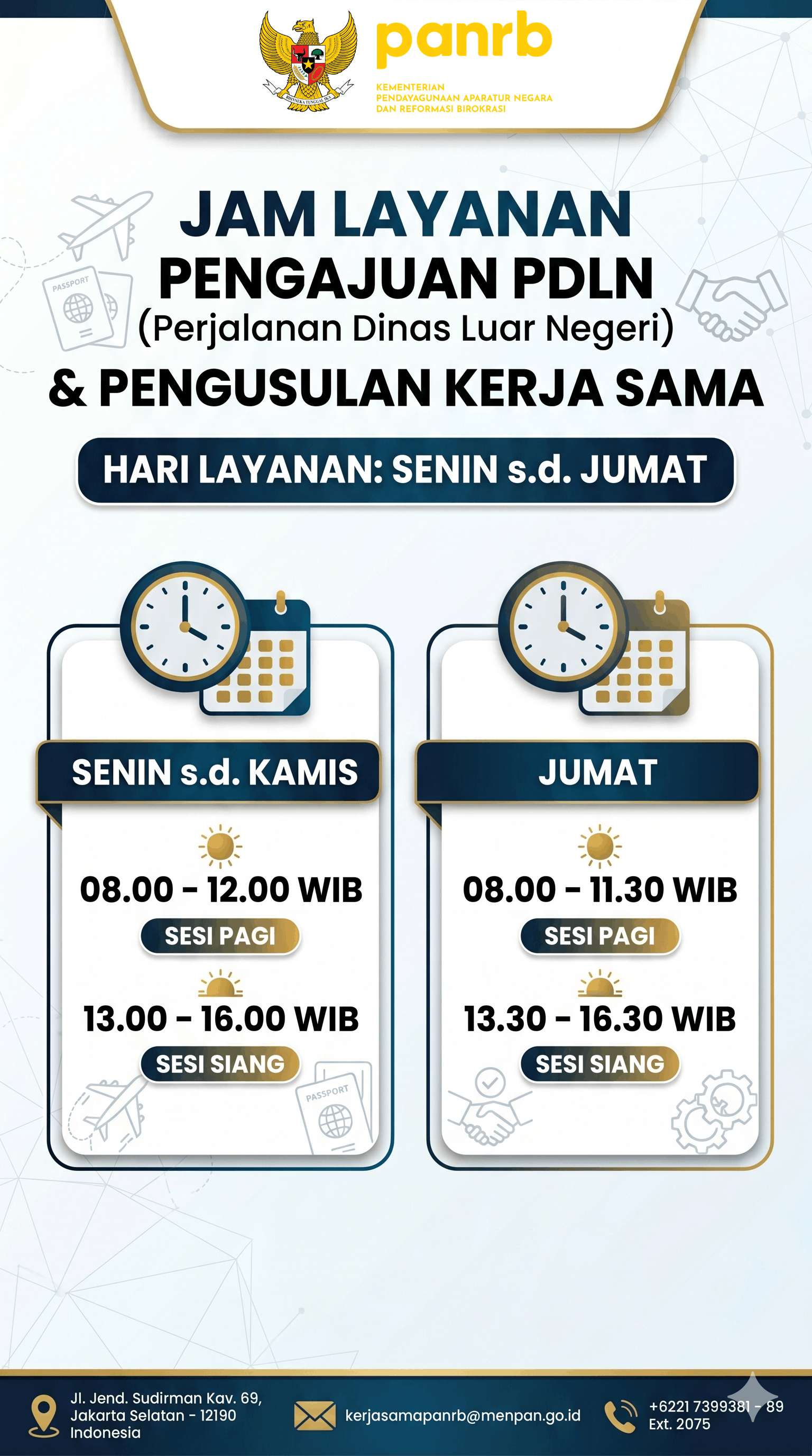 Jam layanan pengajuan PDLN dan pengusulan kerja sama
